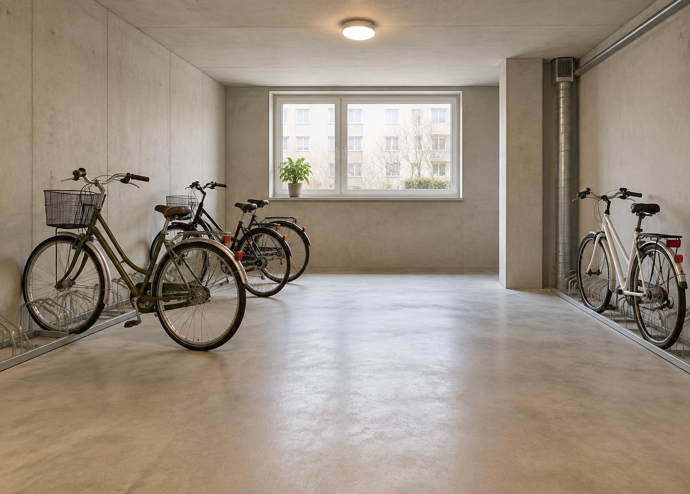 Luftigt och välordnat cykelrum efter rensning